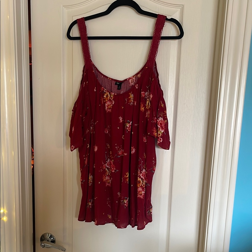 Torrid Red off Shoulder Ruffled Blouse